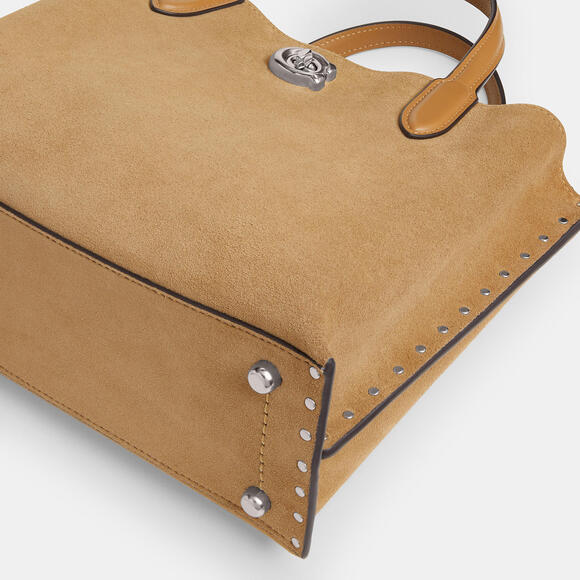 Coach Suede Willow Tote Bag 24 With Rivets - Picture 7 of 13